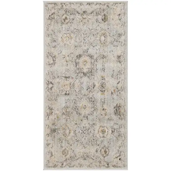 Black Mint Green And Ivory Floral Distressed Area Rug Photo 2