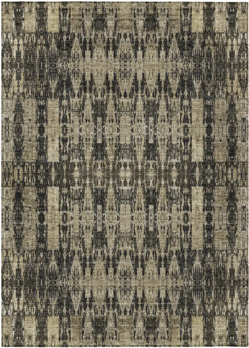 Black Moroccan Washable Non Skid Indoor Outdoor Area Rug Photo 2