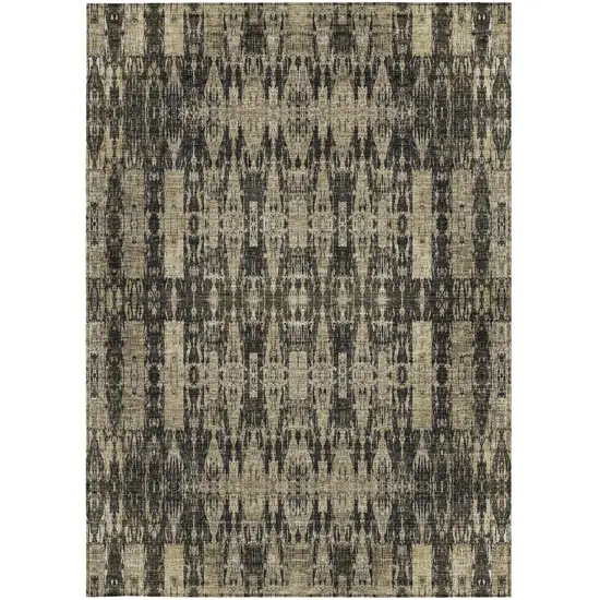 Black Moroccan Washable Non Skid Indoor Outdoor Area Rug Photo 5