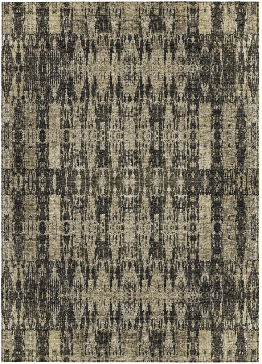 Black Moroccan Washable Non Skid Indoor Outdoor Area Rug Photo 5