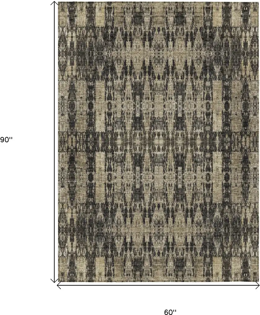 Black Moroccan Washable Non Skid Indoor Outdoor Area Rug Photo 3