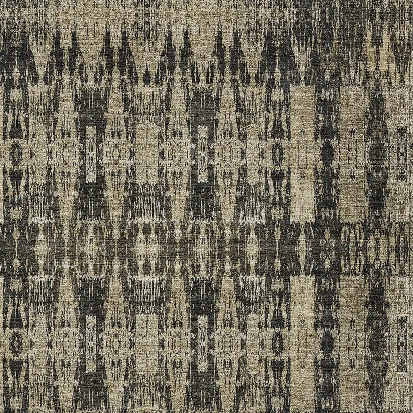 Black Taupe And Beige Moroccan Washable Indoor Outdoor Area Rug Photo 7
