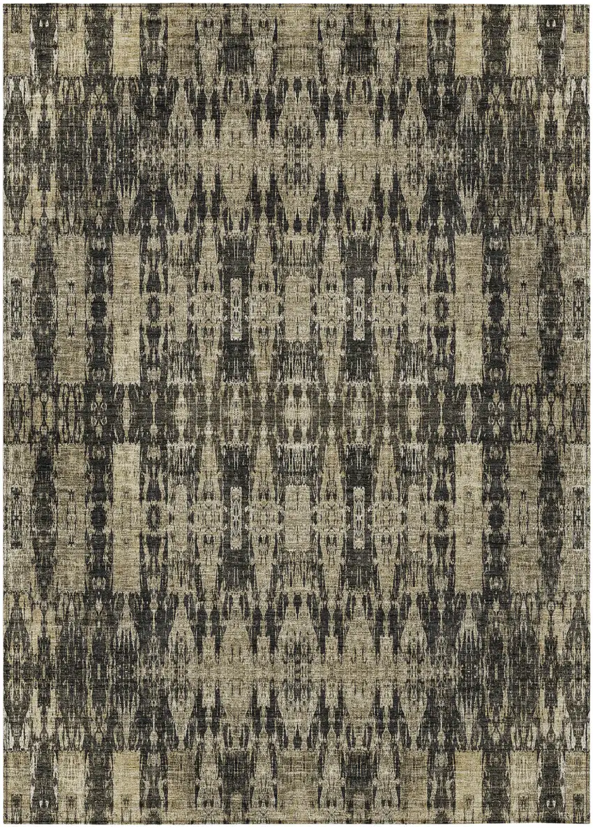 Black Moroccan Washable Non Skid Indoor Outdoor Area Rug Photo 2