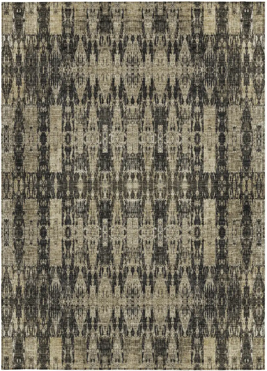 Black Moroccan Washable Non Skid Indoor Outdoor Area Rug Photo 4