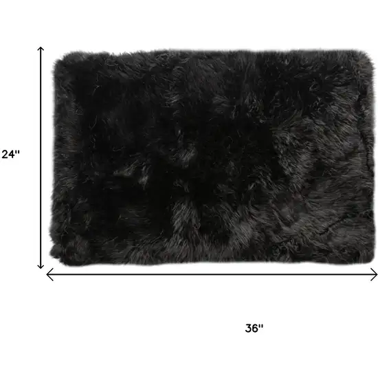 Black Natural Rectangular Sheepskin Area Rug Photo 9