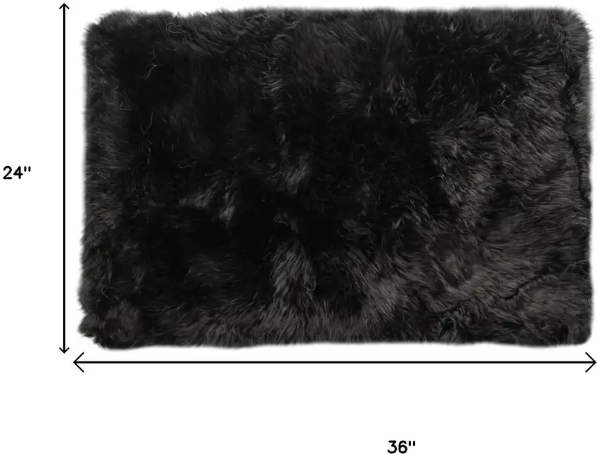Black Natural Rectangular Sheepskin Area Rug Photo 9