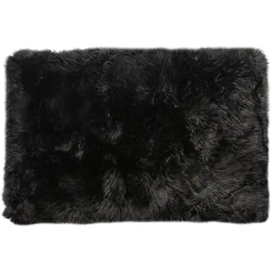 Black Natural Rectangular Sheepskin Area Rug Photo 1