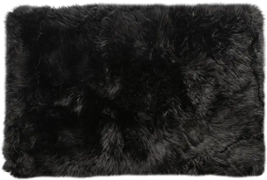 Black Natural Rectangular Sheepskin Area Rug Photo 1