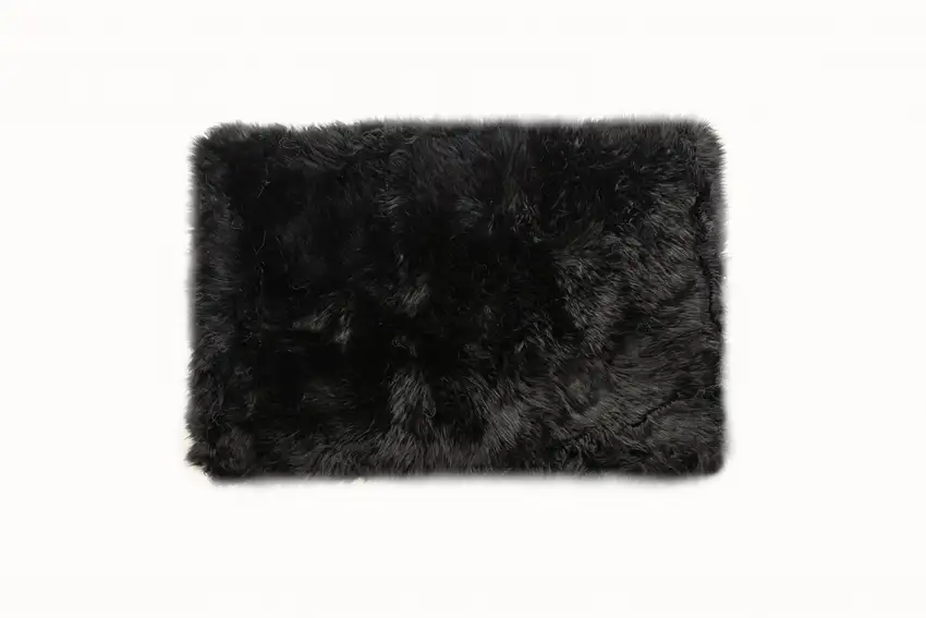 Black Natural Rectangular Sheepskin Area Rug Photo 1