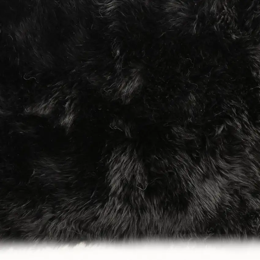 Black Natural Rectangular Sheepskin Area Rug Photo 7