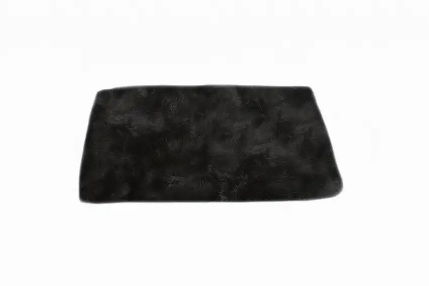 Black Natural Rectangular Sheepskin Area Rug Photo 4