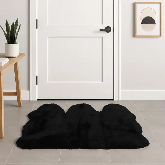 Black Natural Sheepskin Area Rug Photo 1