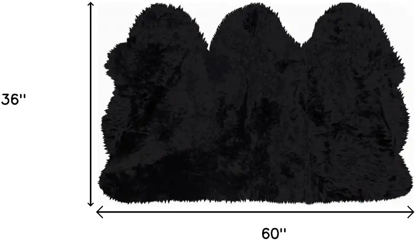Black Natural Sheepskin Area Rug Photo 6