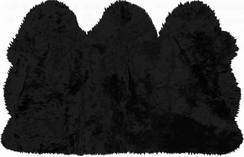 Black Natural Sheepskin Area Rug Photo 5