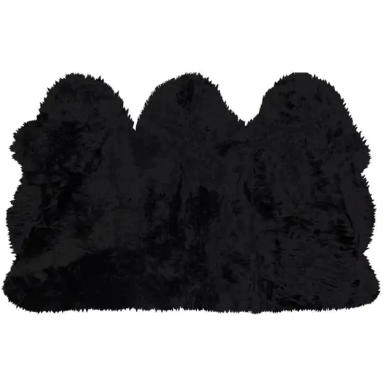 Black Natural Sheepskin Area Rug Photo 2