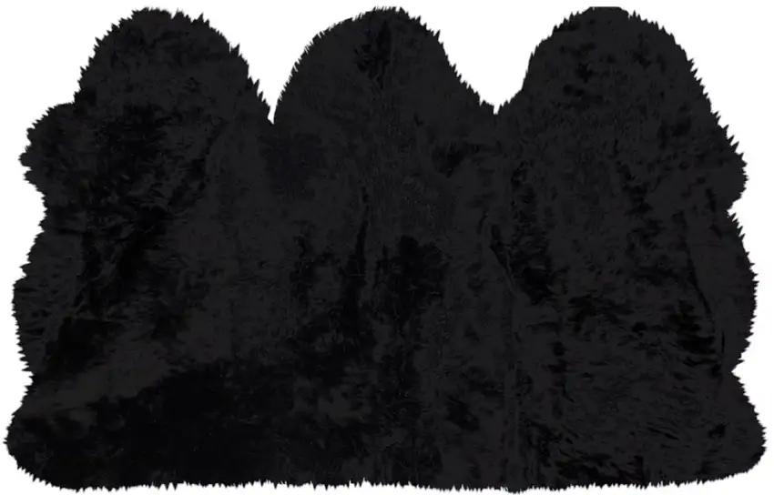 Black Natural Sheepskin Area Rug Photo 2