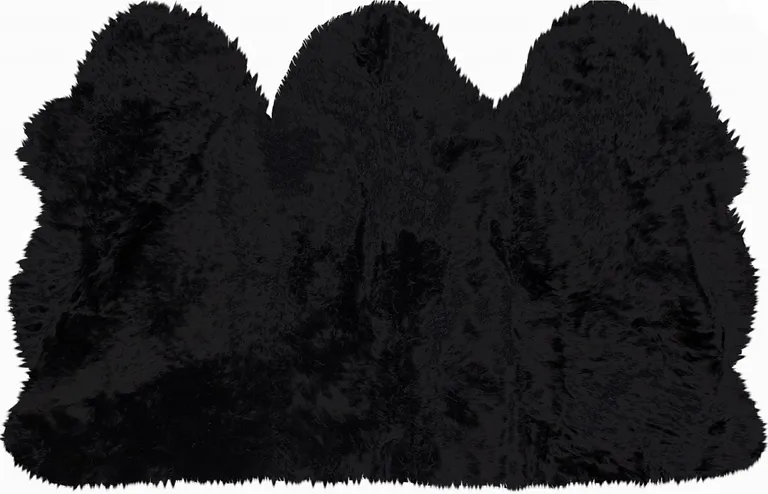 Black Natural Sheepskin Area Rug Photo 1