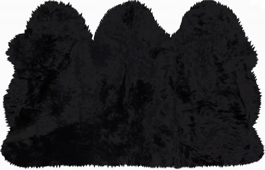 Black Natural Sheepskin Area Rug Photo 1