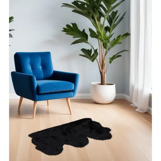 Black Natural Sheepskin Area Rug Photo 1
