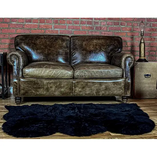 Black Natural Sheepskin Area Rug Photo 3
