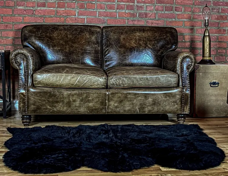 Black Natural Sheepskin Area Rug Photo 2