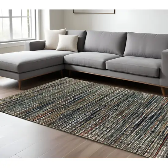 Black And Navy Blue Abstract Area Rug Photo 1