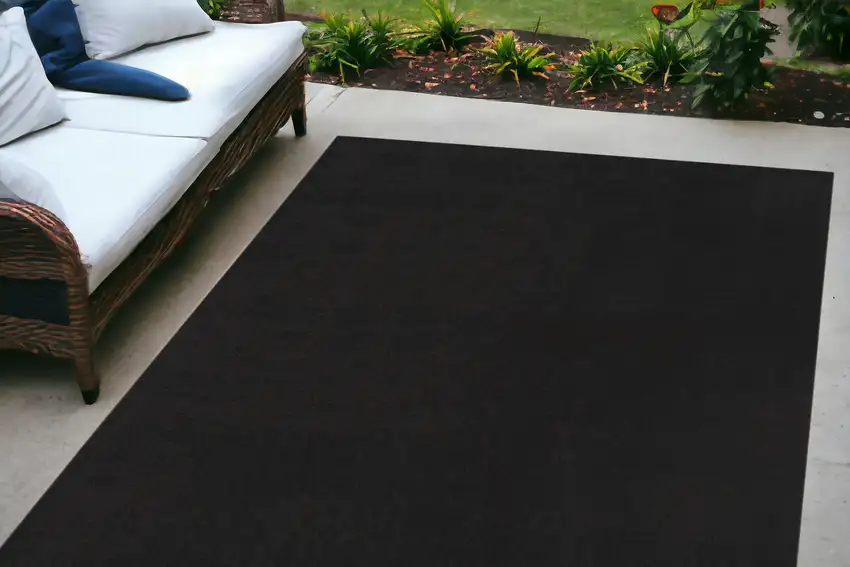 Black Non Skid Indoor Outdoor Area Rug Photo 1