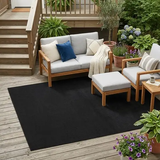 Black Stain Resistant Indoor Outdoor Area Rug Photo 1