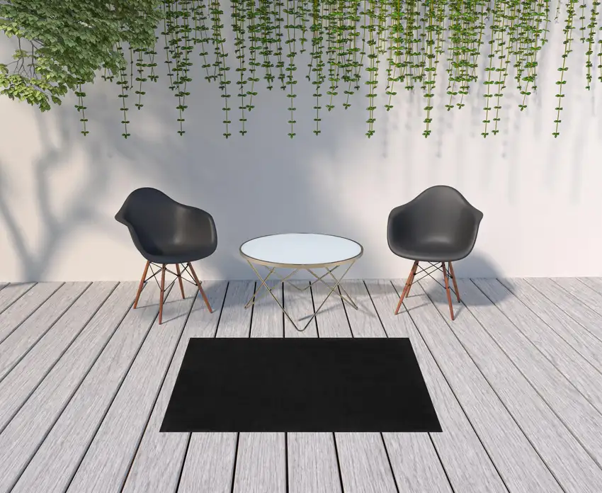 Black Non Skid Indoor Outdoor Area Rug Photo 2