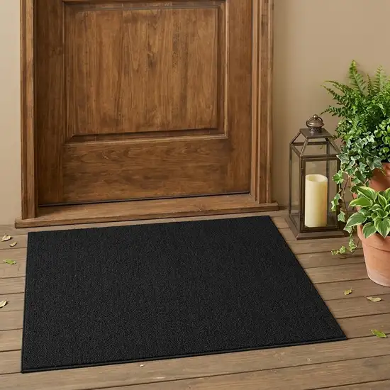Black Stain Resistant Indoor Outdoor Area Rug Photo 1
