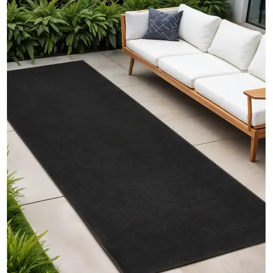 8' Black Indoor Outdoor Runner Rug Photo 1