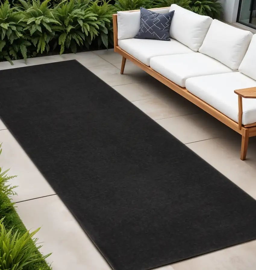 8' Black Indoor Outdoor Runner Rug Photo 1
