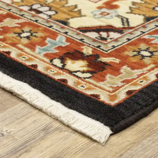 Black and Orange Oriental Power Loom Area Rug Photo 7