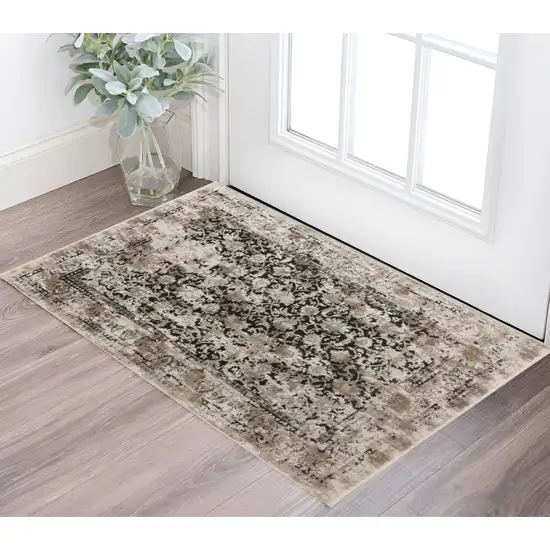 Black Oriental Area Rug With Fringe Photo 1