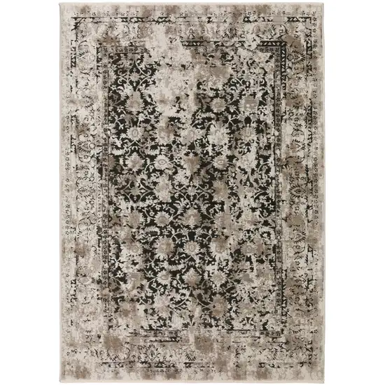 Black Oriental Area Rug With Fringe Photo 5
