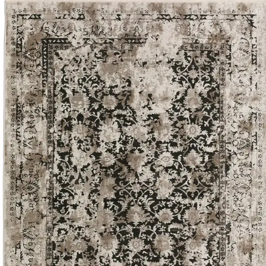 Black Oriental Area Rug With Fringe Photo 2