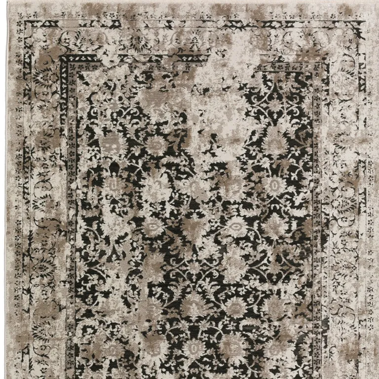 Black Oriental Area Rug With Fringe Photo 2
