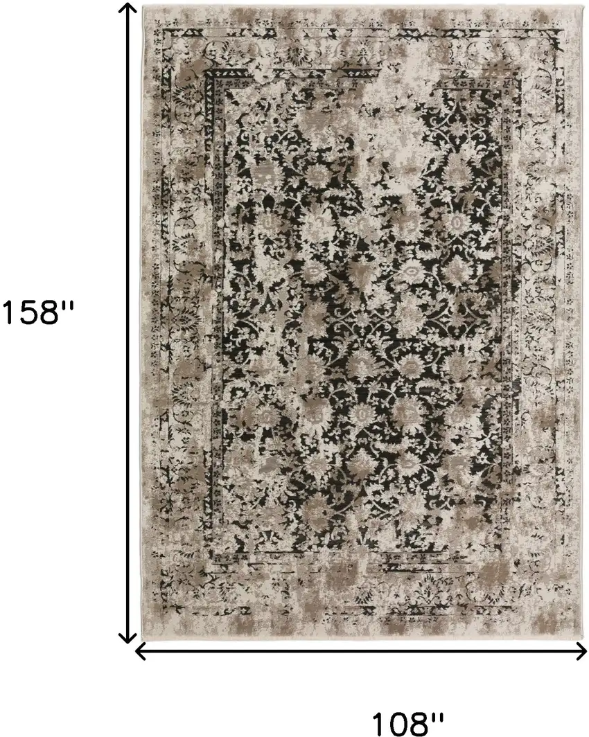 Black Oriental Area Rug With Fringe Photo 6
