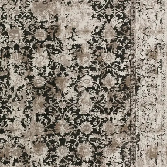 Black Oriental Area Rug With Fringe Photo 5