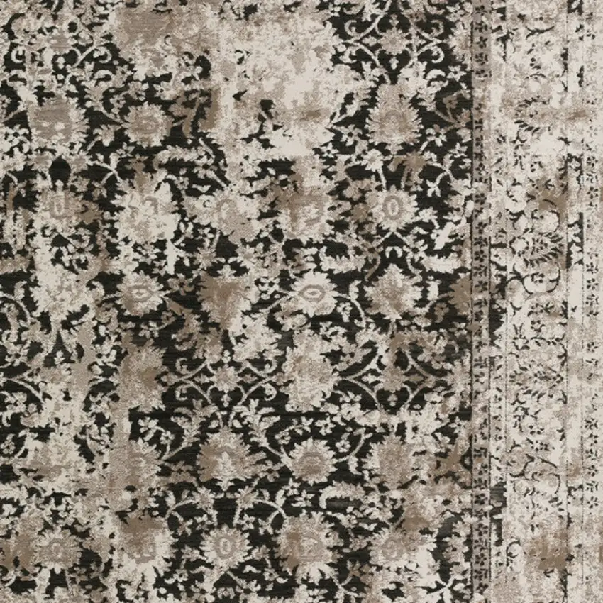 Black Oriental Area Rug With Fringe Photo 5