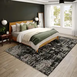Photo of Black Oriental Area Rug With Fringe