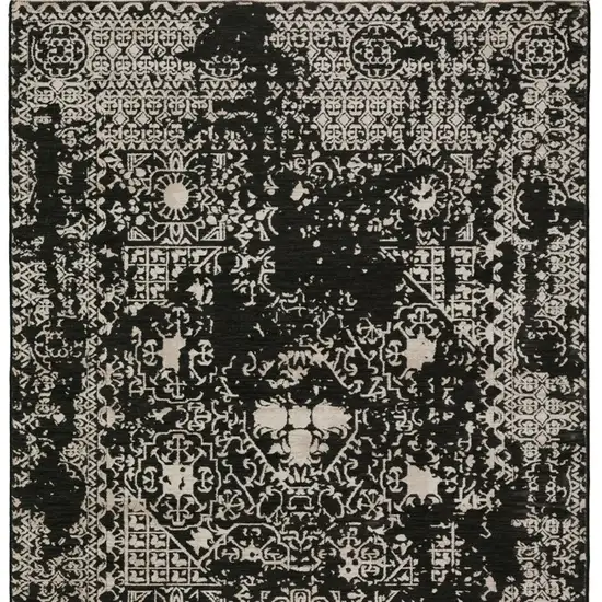 Black Oriental Area Rug With Fringe Photo 5