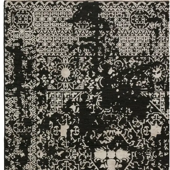 Black Oriental Area Rug With Fringe Photo 5