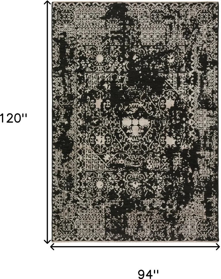 Black Oriental Area Rug With Fringe Photo 4