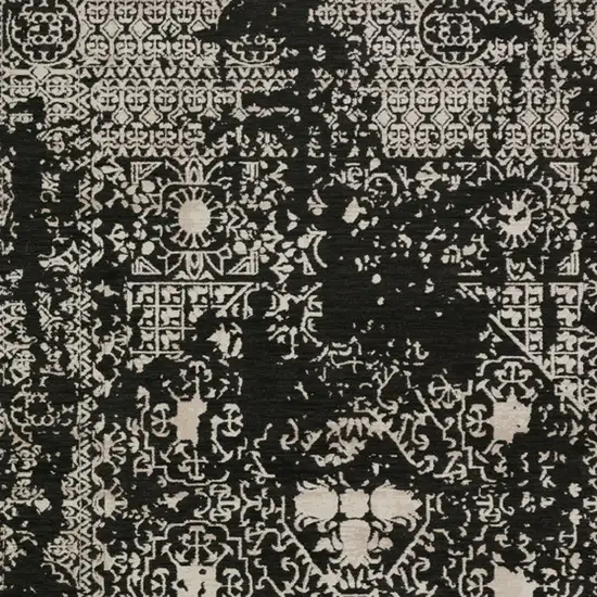 Black Oriental Area Rug With Fringe Photo 5