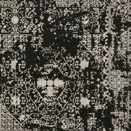 Black Oriental Area Rug With Fringe Photo 5