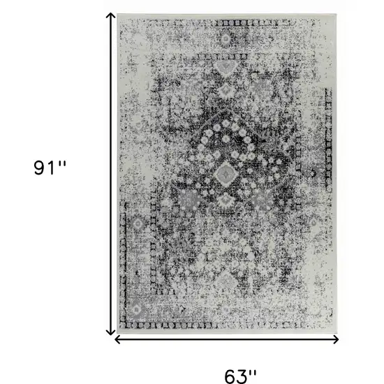 5' X 8' Black Oriental Area Rug Photo 3