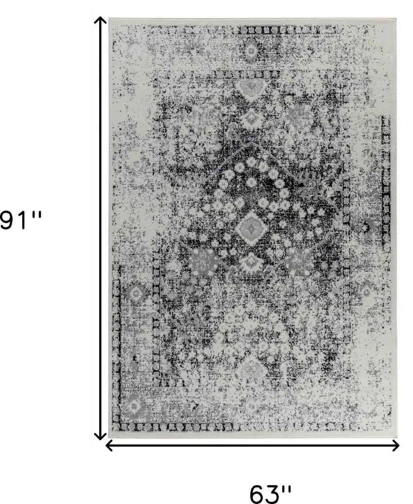 5' X 8' Black Oriental Area Rug Photo 3