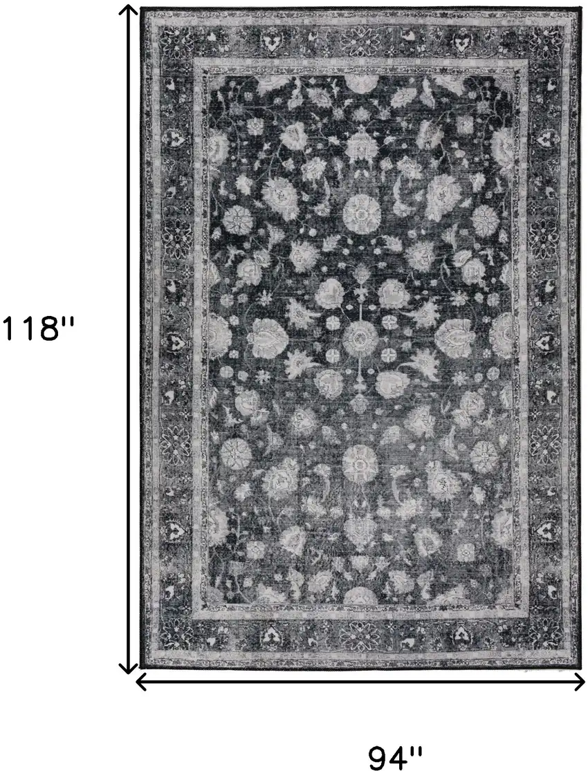 Black Oriental Distressed Non Skid Area Rug Photo 9