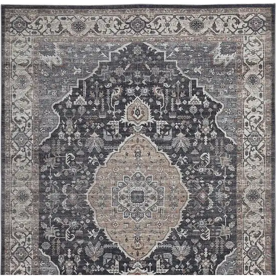 Black Oriental Stain Resistant Area Rug Photo 6
